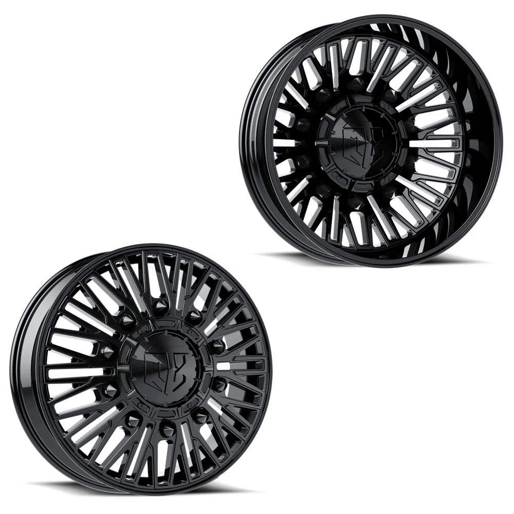 20x8.25 MTX X402GB Rageous Gloss Black FORD/DODGE DUALLY Wheels 10x225 Set of 6 (Fits up to 12.50 tire)