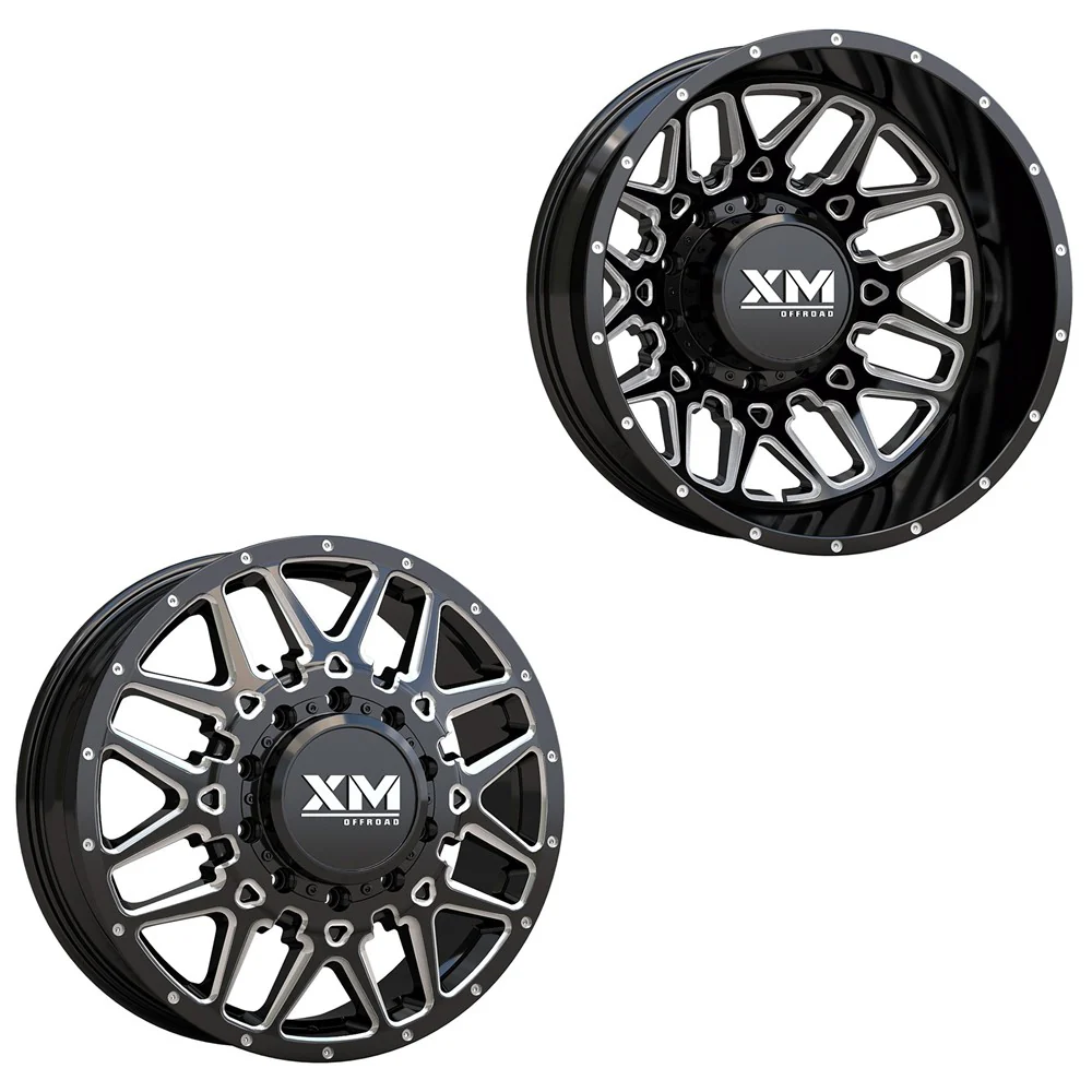 20x8.25 XM Off-Road XM-900 Black Milled 11-UP GM DUALLY Wheels 8x210 Set of 6 (Fits up to 12.50 tire)