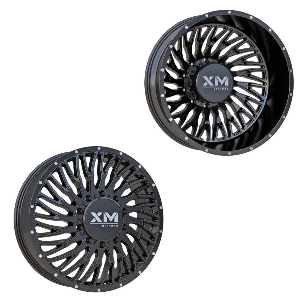 20x8.25 XM Off-Road XM-901 Gloss Black FORD/DODGE DUALLY Wheels 10x225 Set of 6 (Fits up to 12.50 tire)