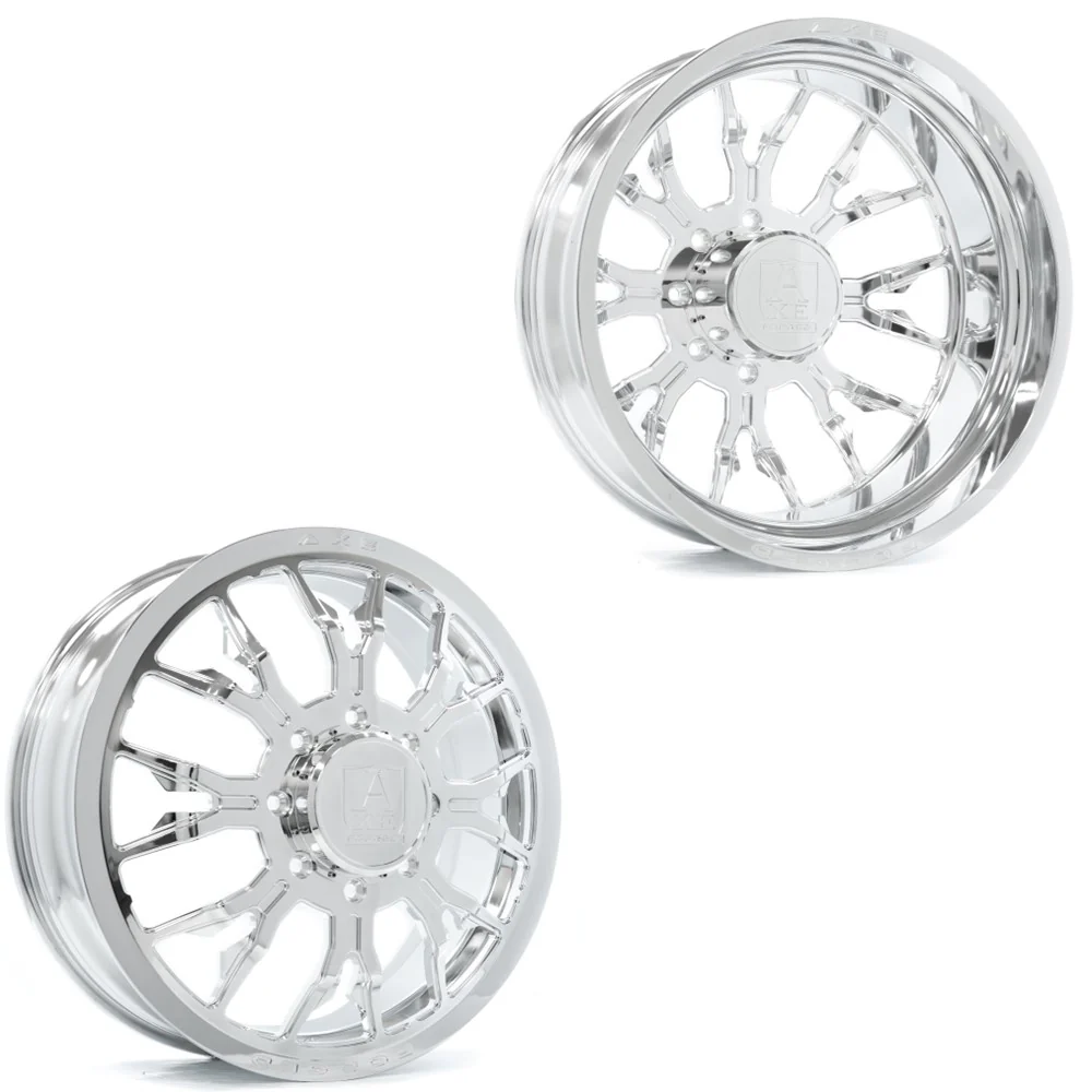 26x8.25 Axe Wheels AF6 Polished FORGED 11-UP GM DUALLY Wheels 8x210 Set of 6 (Fits up to 13.50 tire)