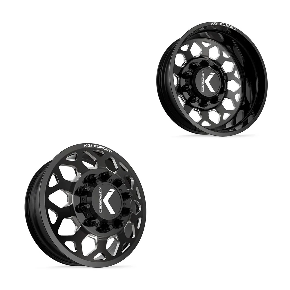 26x8.25 KG1 Forged KD006 Blitz Gloss Black Premium Milled 19-UP DODGE Wheels 8x200 Set of 6 (Lug Nuts/Adapters Included) Fits UP to 13.50 tire