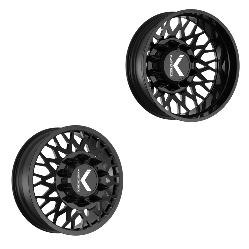 22x8.25 KG1 Forged KD019 Torture-D Gloss Black 05-UP FORD DUALLY Wheels 8x200 Set of 6 (Lug Nuts/Adapters Included) Fits UP to 13.50 tire