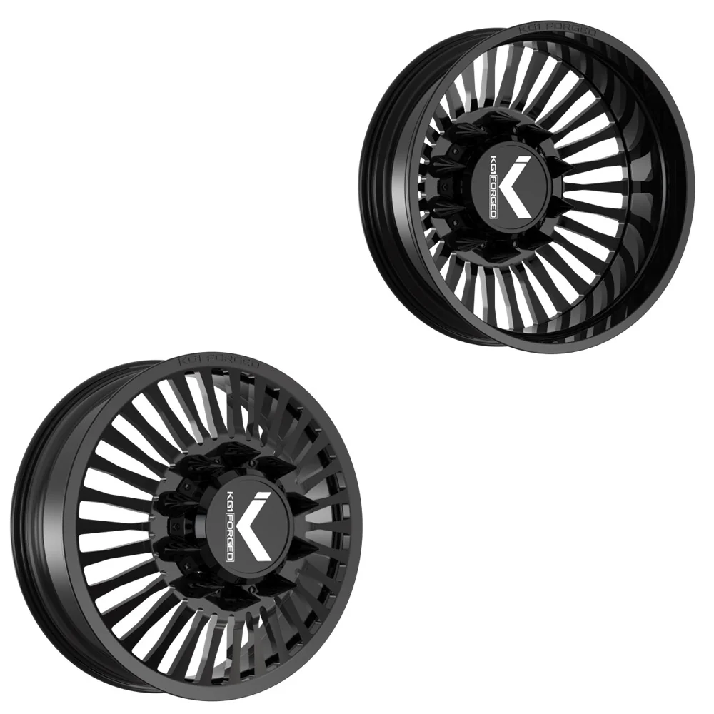 26x8.25 KG1 Forged KD051 Vegas-D Gloss Black PRE-11 GM PRE-19 DODGE DUALLY Wheels 8x6.5 Set of 6 (Lug Nuts/Adapters Included) Fits UP to 13.50 tire