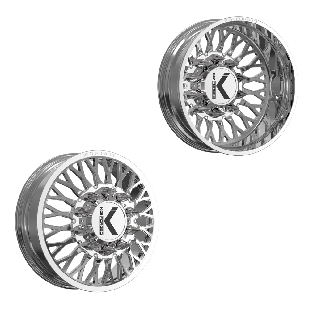 22x8.25 KG1 Forged KD049 Jacked-D Polished 05-UP FORD DUALLY Wheels 8x200 Set of 6 (Lug Nuts/Adapters Included) Fits UP to 13.50 tire
