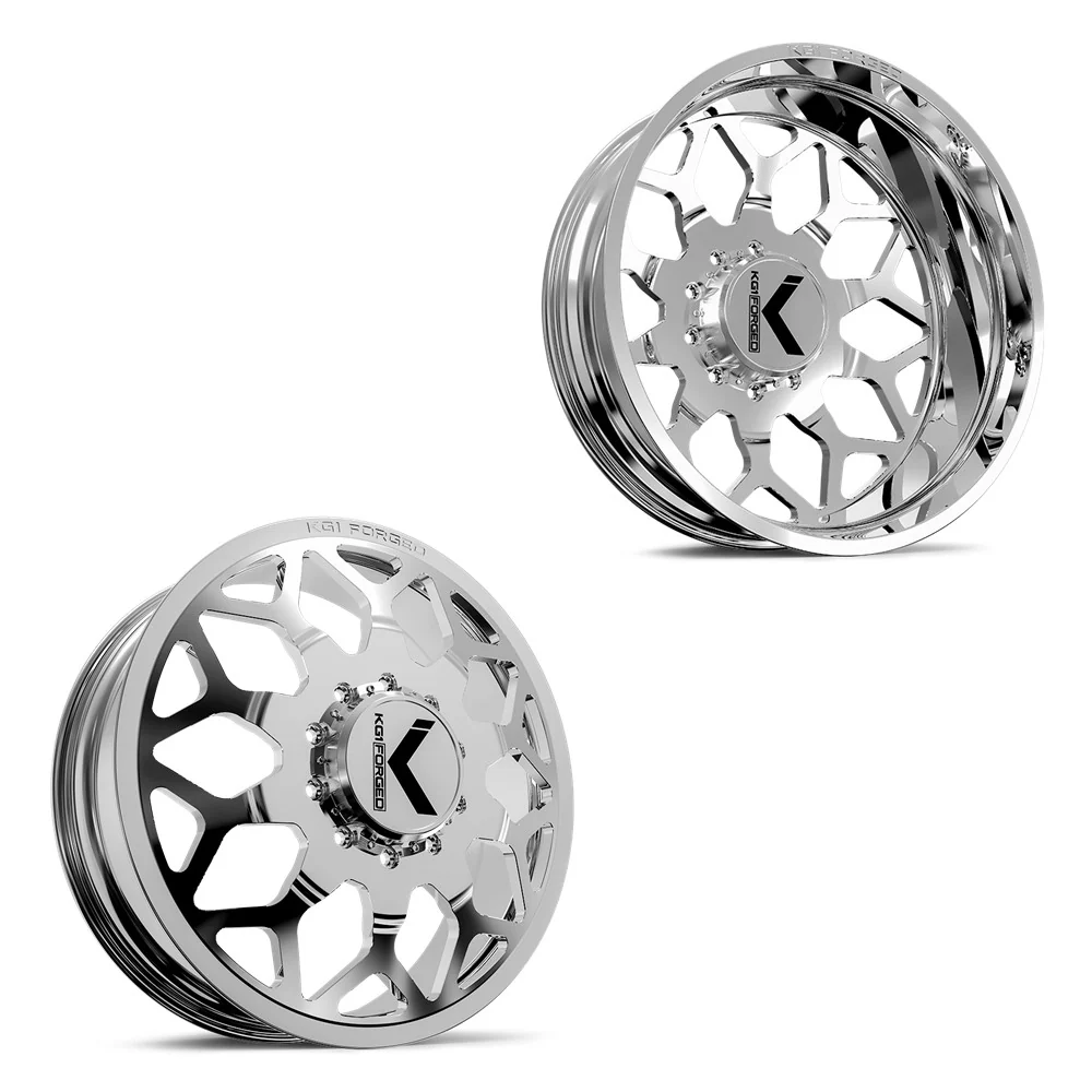 24x8.25 KG1 Forged KD016 Luxor Polished 05-UP FORD 19-UP DODGE DUALLY Wheels 8x200 Set of 6 (Fits UP to 12.50 tire)