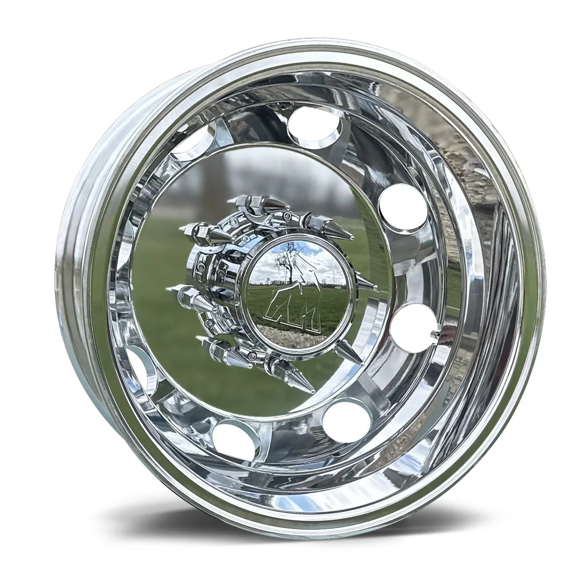 GMC/Chevy 3500 1977-2000 Dually Wheel Kit – 4 Polished Aluminum 860605 Wheels (Standard or Spike Lugs) - Image 8