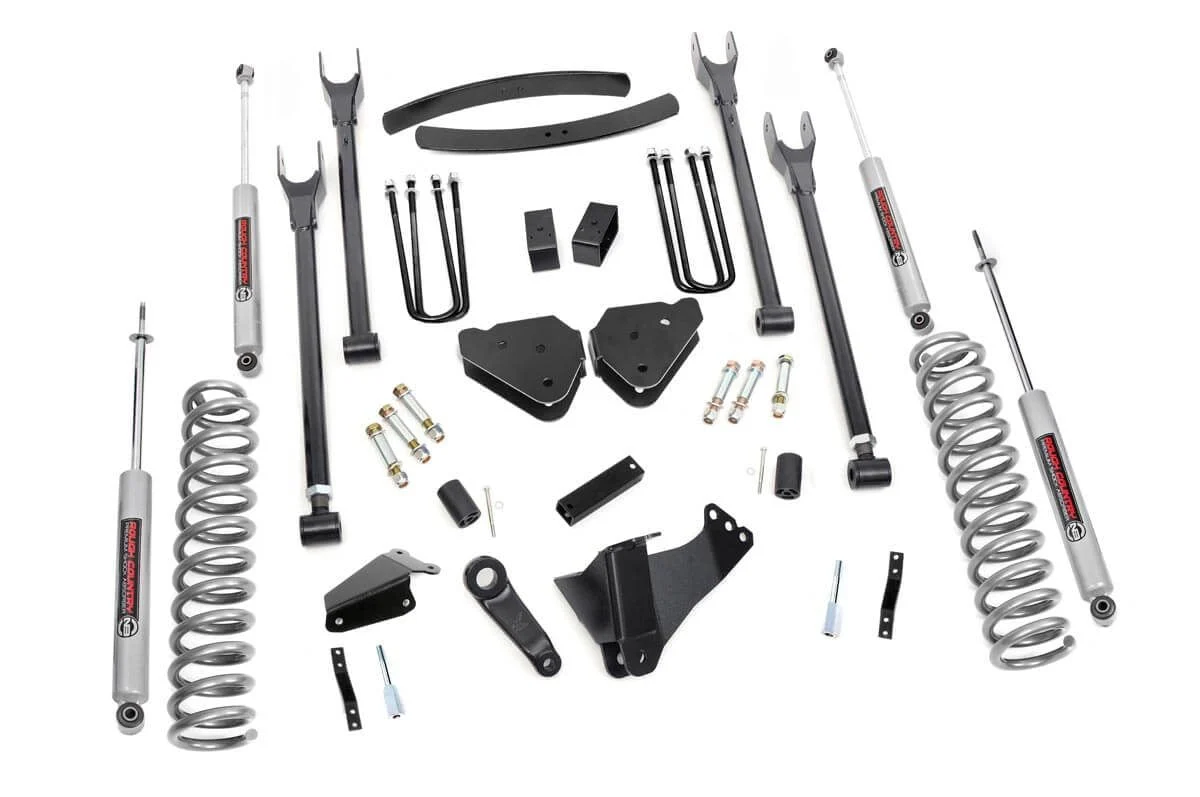 Rough Country 6 Inch Lift Kit Gas 4 Link OVLDS Fits Ford F-350 4WD 2005-2007