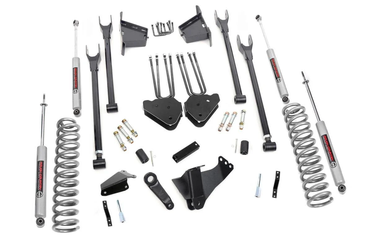 Rough Country 8 Inch Lift Kit 4 Link RR Blocks Fits Ford F-350 4WD 2005-2007