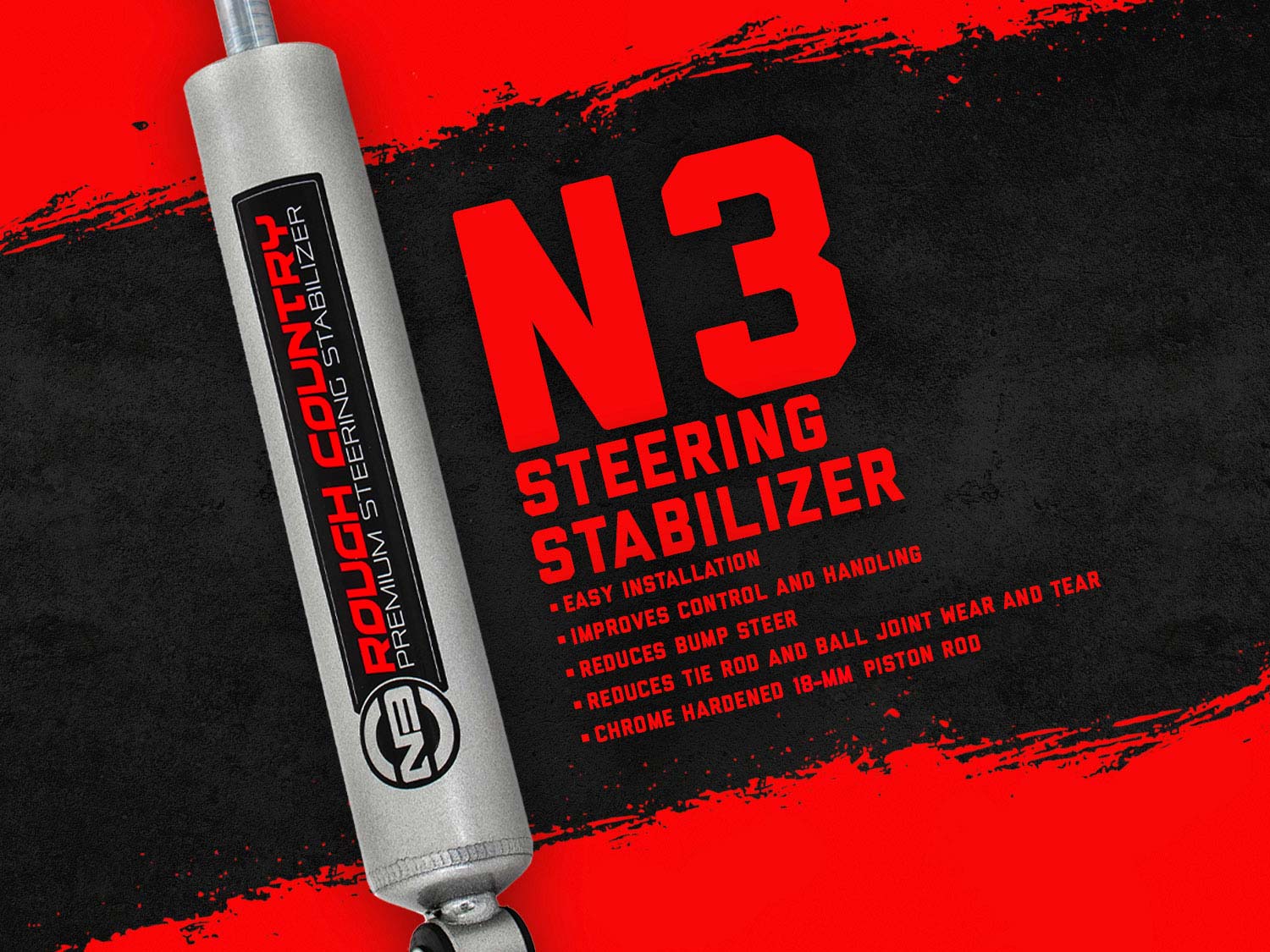 Rough Country N3 Steering Stabilizer 8-lug Only 6-Inch Lift Fits Chevrolet 3500 4WD 1988-2000 - Image 2